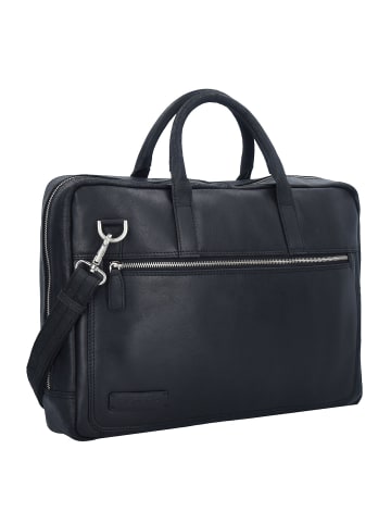 Plevier Vintage London Aktentasche RFID Schutz Leder 41 cm Laptopfach schwarz