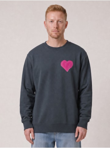 wat? Apparel Sweatshirt Pink Heart in India Ink Grey