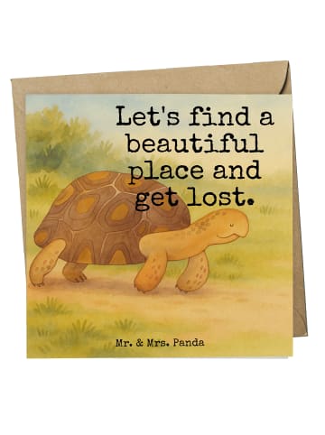 Mr. & Mrs. Panda Glückwunschkarte Schildkröte MHerzieren Design... in Weiß