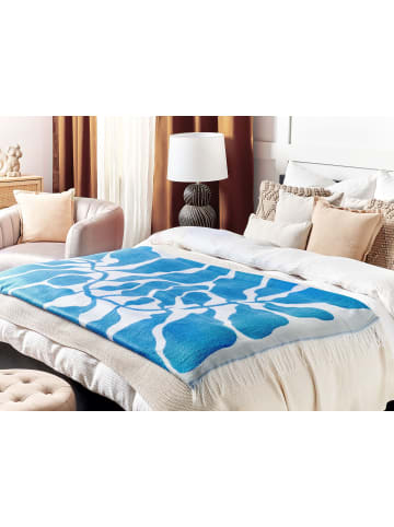 Beliani Kuscheldecke KIHUN in Blau/Grau - (W) 130 x (H) 0.3 x (L) 170 cm