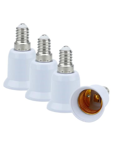 Intirilife 4er Set Lampenadapter E14 auf E27 in WEISS