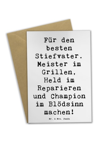 Mr. & Mrs. Panda Babykarte Spruch Bester Stiefvater mit Spruch in Weiß