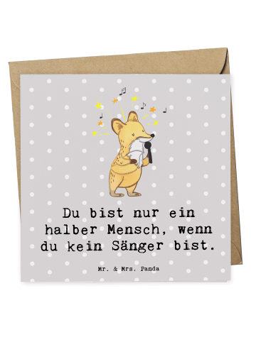 Mr. & Mrs. Panda Deluxe Karte Sänger Herz mit Spruch in Grau Pastell