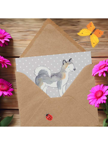 Mr. & Mrs. Panda Grußkarte Sibirischer Husky mit Spruch in Grau Pastell