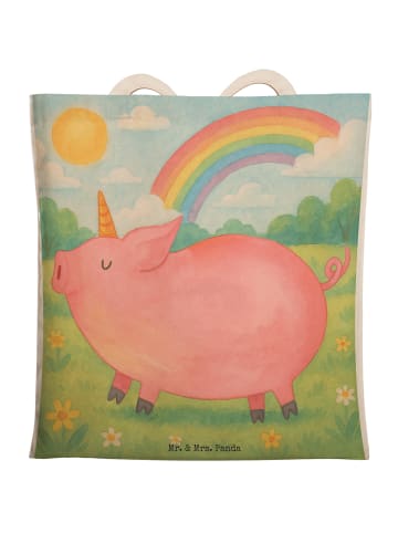 Mr. & Mrs. Panda Schultertasche Einhorn Schwein Design ohne Spruch in Weiß