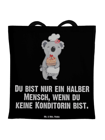 Mr. & Mrs. Panda Jutetasche Konditorin Herz mit Spruch in Schwarz