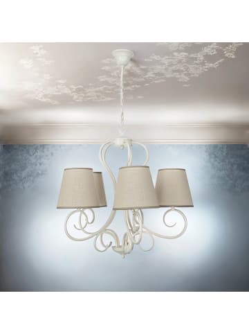 Licht-Erlebnisse Kronleuchter (B)55 x (L)55 x (T)75 cm in Weiß Beige