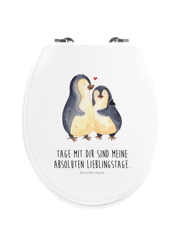 Mr. & Mrs. Panda Klo-Deckel Pinguin umarmen mit Spruch in Weiß