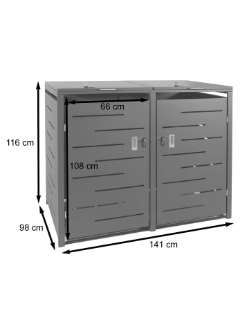 MCW 2er-/4er-Mülltonnenverkleidung E83, Anthrazit, Stahl 62kg