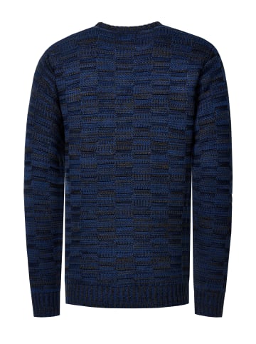 Rusty Neal Kontrast Grobstrick Rundhals-Pullover in Marine