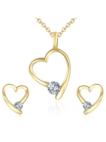 Rafaela Donata Schmuckset Herz aus Messing verziert mit Kristallen von Swarovski® in gelbgold