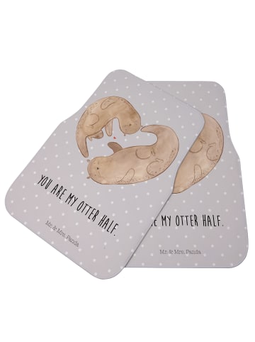 Mr. & Mrs. Panda Fußmatte Auto Otter Herz mit Spruch in Grau Pastell