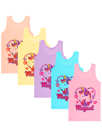 LOREZA 5er Set Unterhemden - Unicorn - Bunt