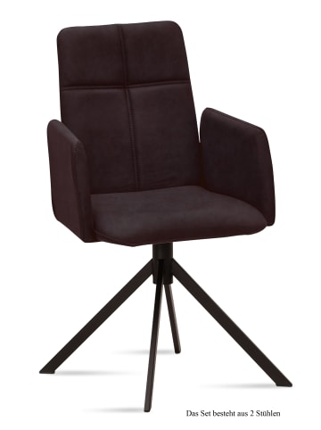 58 aufm Kessel ARMLEHNSTUHL (2er-Set) Druci 52x92x60 Schwarz/Cognac