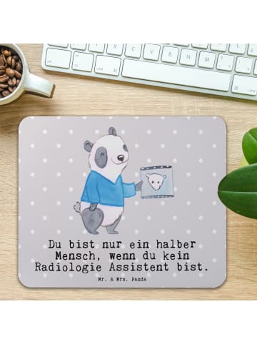 Mr. & Mrs. Panda Mauspad Radiologie Assistent Herz mit Spruch in Grau Pastell