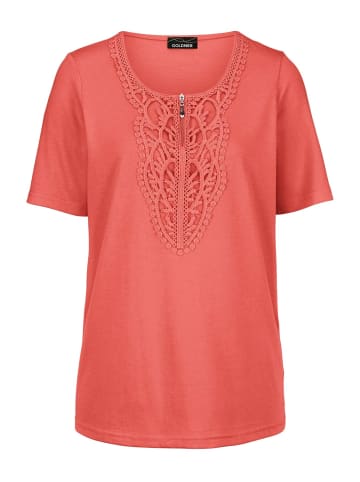 GOLDNER Elegantes Jerseyshirt mit Rundhals in koralle