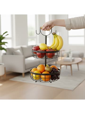 relaxdays Obstkorb Etagere in Schwarz