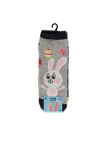 Yuhu Kinder Sneaker-Socken Ostersocken Hase 3er Pack Baumwollmix in Gelb