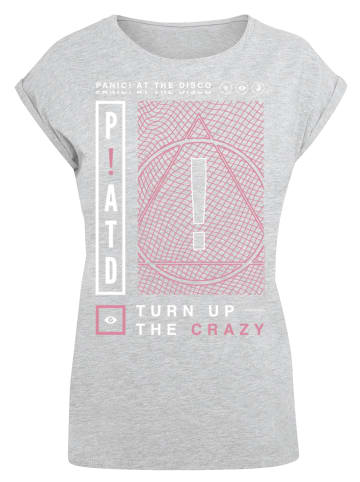 F4NT4STIC Extended Shoulder T-Shirt Panic At The Disco Turn Up The Crazy in grau meliert