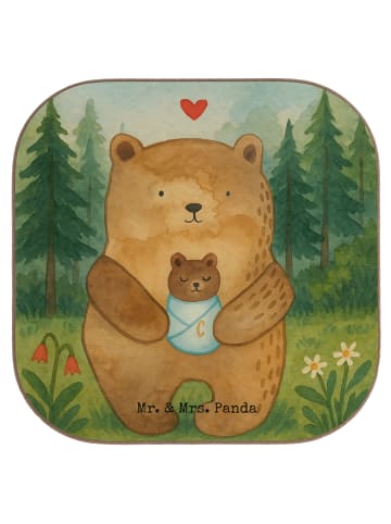 Mr. & Mrs. Panda Untersetzer Glas Bär Baby Design ohne Spruch in Weiß