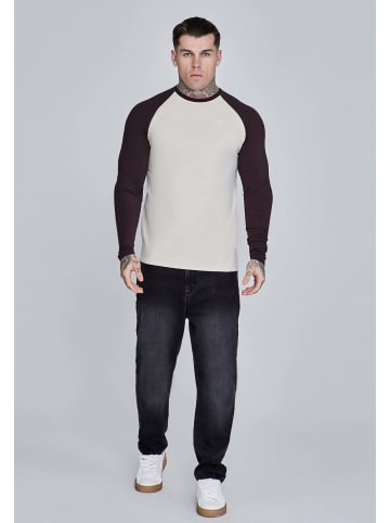 SikSilk Langarmshirt Muscle Fit in Ecru, Brown