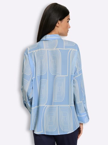 Heine Druck-Bluse in eisblau-champagner-bedruckt