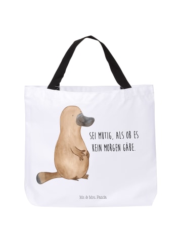 Mr. & Mrs. Panda Damen Schultertasche Schnabeltier Mut mit Spruch in Weiß