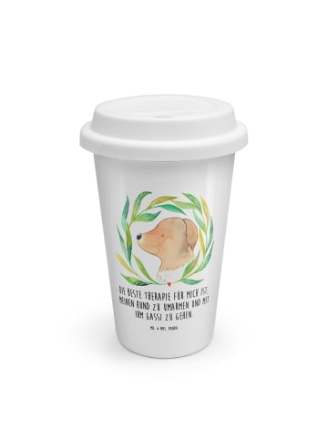 Mr. & Mrs. Panda Thermobecher Hund Blumen mit Spruch in Weiß