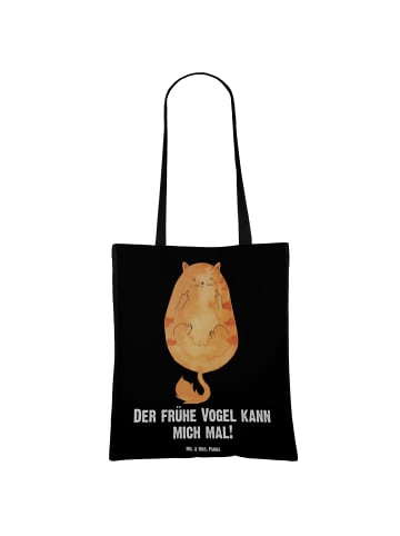 Mr. & Mrs. Panda Beuteltasche Katze Frühaufsteher mit Spruch in Schwarz