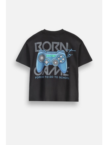 MOKIDA Baumwoll-T-Shirt mit kurzen Ärmeln in schwarz