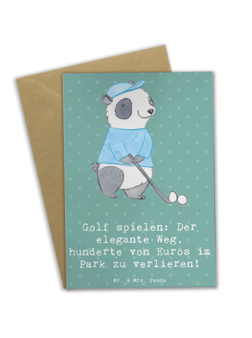 Mr. & Mrs. Panda Grußkarte Golf Eleganz mit Spruch in Meeresbrise