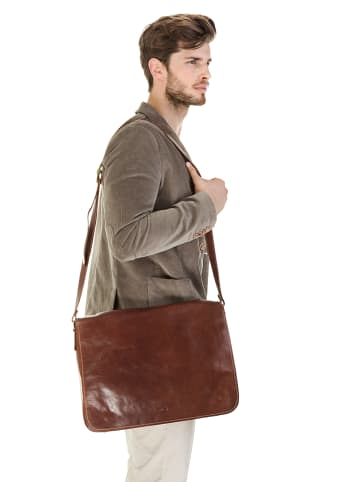 piké Messenger-Bag echt Leder in braun