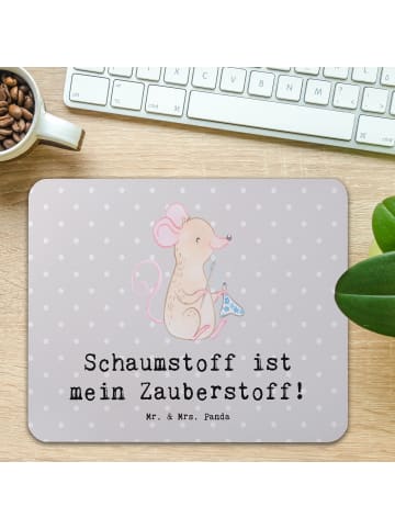 Mr. & Mrs. Panda Mauspad Zauber der Polsterin mit Spruch in Grau Pastell