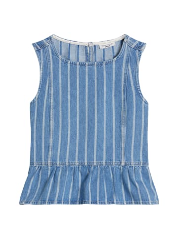 Marc O'Polo DENIM Gestreifte Jeans-Volant-Bluse relaxed in Medium Blue