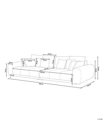 Beliani 9-tlg 4-Sitzer Sofa TORPO in Grau/Silber/Schwarz