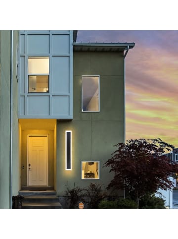 ZMH Wandleuchte LED in schwarz rechteckig 10W Acryl warmweiß Außenwandlampe L 50cm