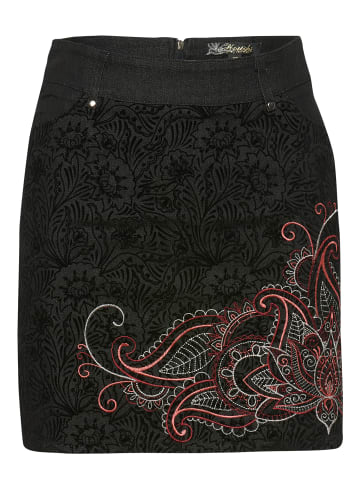 KOROSHI ROCK MIT STICKEREI UND FLOCK in schwarz