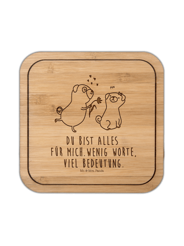 Mr. & Mrs. Panda Glasuntersetzer Mops Verliebt mit Spruch in Transparent