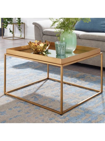 KADIMA DESIGN Couchtisch Glas Metall 60x60x41 cm Sofatisch Verspiegelt, Design