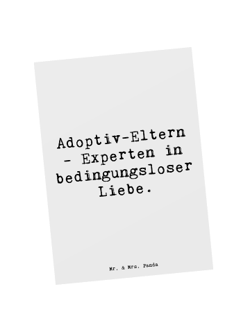 Mr. & Mrs. Panda Postkarte Adoptiveltern Liebe mit Spruch in Weiß