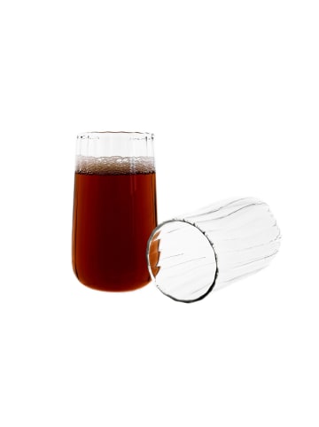 Almina 2er Gläser-Set "Luana Largo" - 400 ml im Relief Design in Transparent