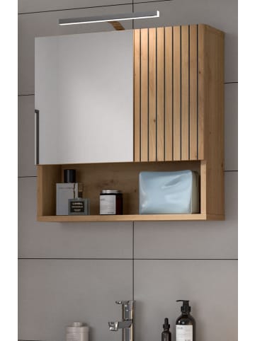 Inn.Furn Spiegelschrank Eiche Artisan, 54 x 55 cm, Badezimmer Schrank mit Spiegel