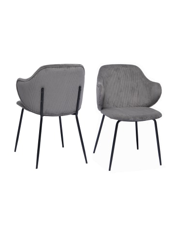 SalesFever Esszimmerstuhl 2er-Set mit Texturstoff und Metallgestell in Grau