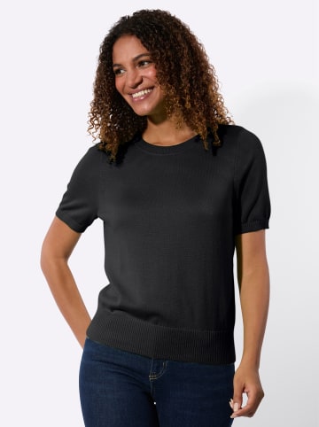 WITT WEIDEN Kurzarm-Pullover in schwarz