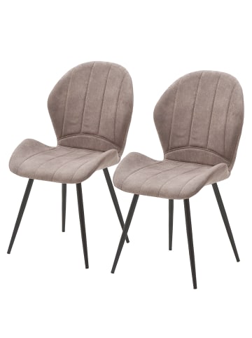 home24 home24 Klassischer Esszimmerstuhl aus feiner Microfaser und Metallgestell in Vintage Sand