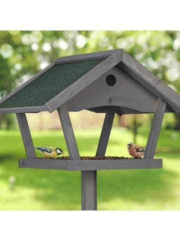 relaxdays Vogelfutterhaus in Grau/ Grün - (B)70 x (H)139 x (T)60 cm