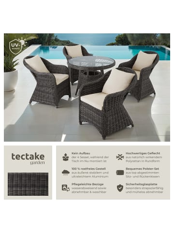 tectake Aluminium Rattan Gartenlounge für 4 Personen, Stühle vormontiert