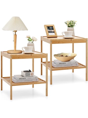 COSTWAY Nachttisch 2er Set in Beige