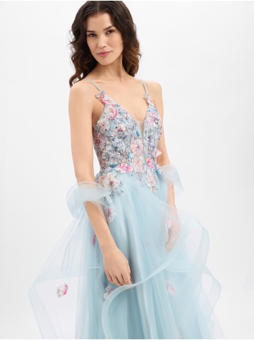 Unique Abendkleid in hellblau mehrfarbig - 0002