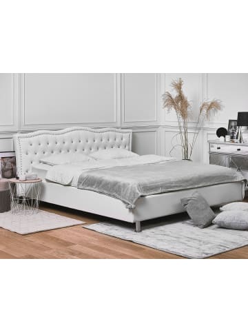 Beliani Doppelbett METZ in Weiß/Silber - (W) 205 x (H) 92 x (L) 214 cm